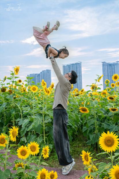 Ảnh gia đình chụp tại cánh đồng hoa và trang trại